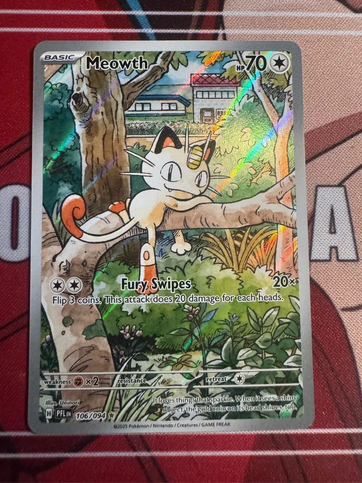 Deal for 2025 Pokemon Phantasmal Flames Meowth 106/094 Illustration Rare Holo