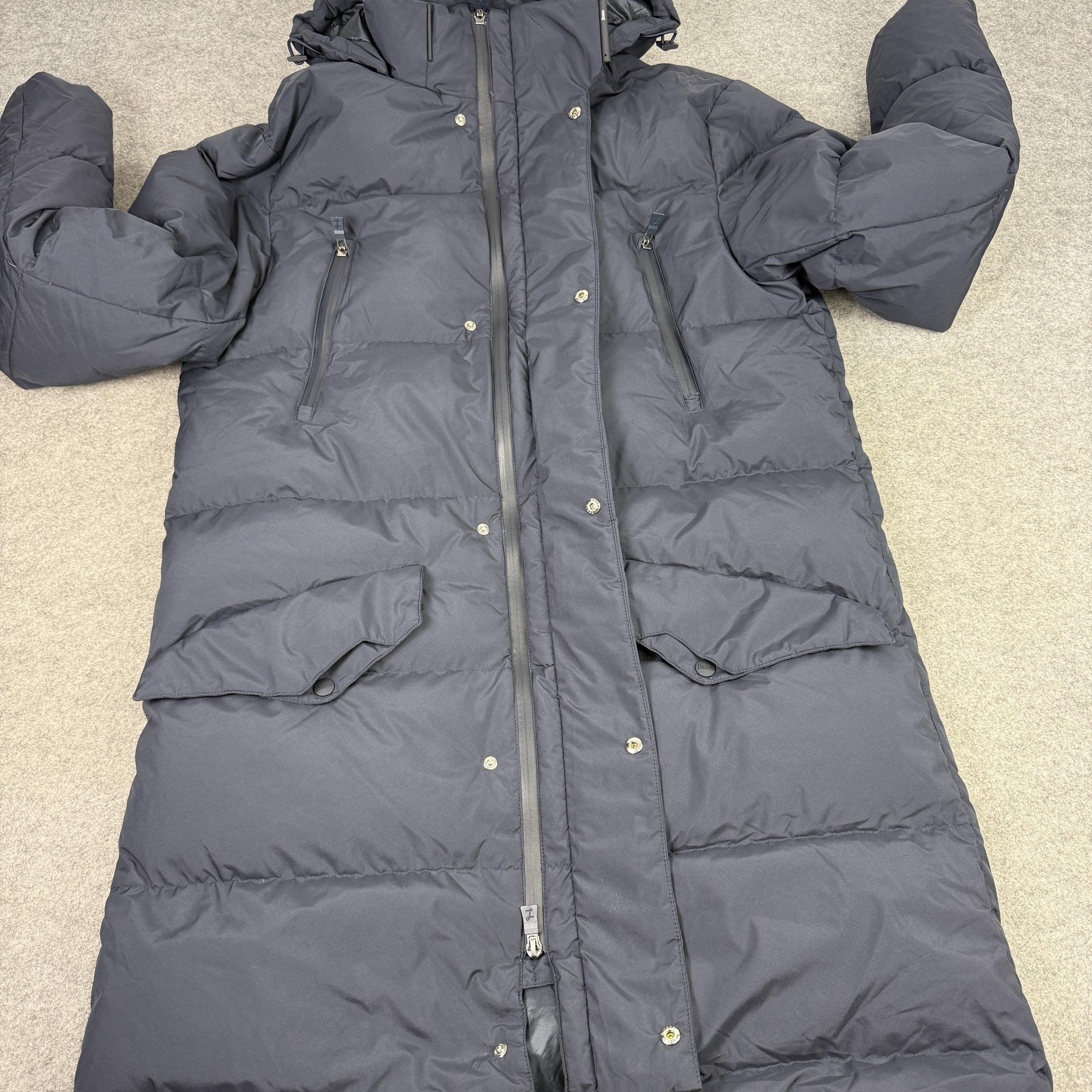 Herno Jacket Mens 46 Blue Laminar Gore-Tex Infinium Down Long Parka Puffer Coat image 10