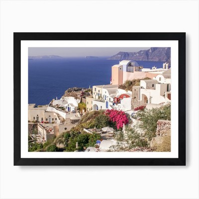 Panoramablick auf Santorini Art Pri gerahmtes Wandbild Poster Leinwanddruck Bild