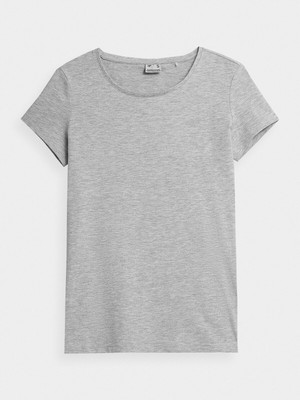 4F Stylish Smooth Grey Damen Regular Comfort T-shirt Größe S