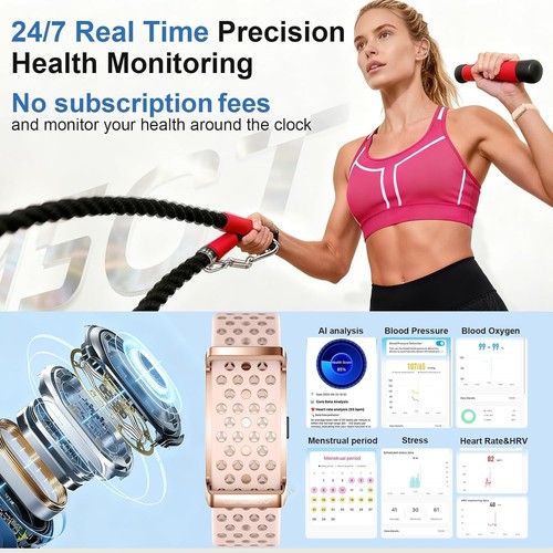 Smart Bracelet for Men Women with 24/7 Activity & Fitness Trackers Band Pink - Picture 2 of 9