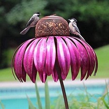 78  18cm Coneflower Bird Feeder Humming Birdfeeder, Art Metal Standing Bird ...