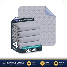 Brosive Washable Bed Pads 34 x 36 Inch Waterproof Grey 4 Pack