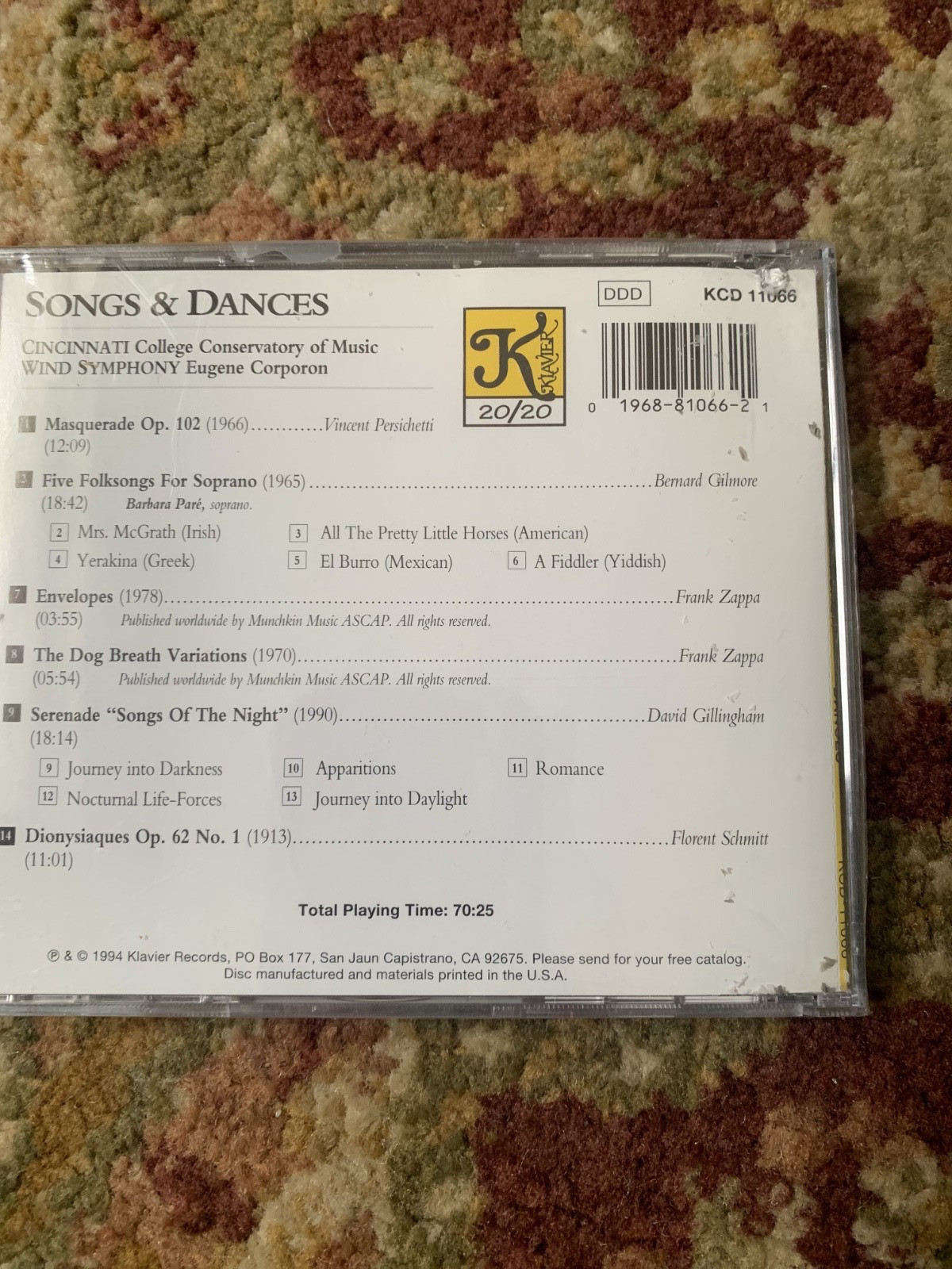 Corporon conducts the Cincinnati Wind Symphony (New CD, Cutout)