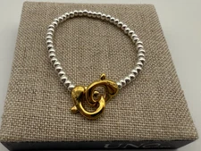 NEW Uno de 50 SER INSEPARABLE Gold Locks Bracelet Silver Beads Size Medium