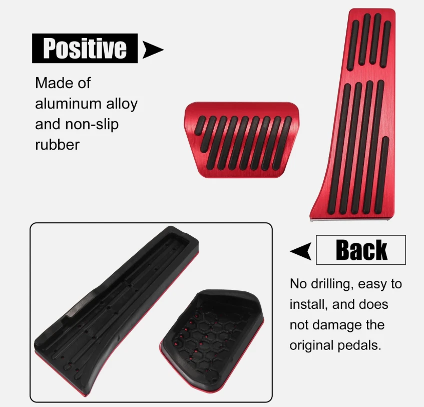 AT Foot Gas Brake Pedal Pad Cover For BMW X3 X4 X5 X6 X7 Z4 IX  Aluminum Red 2PS - Image 4 of 4