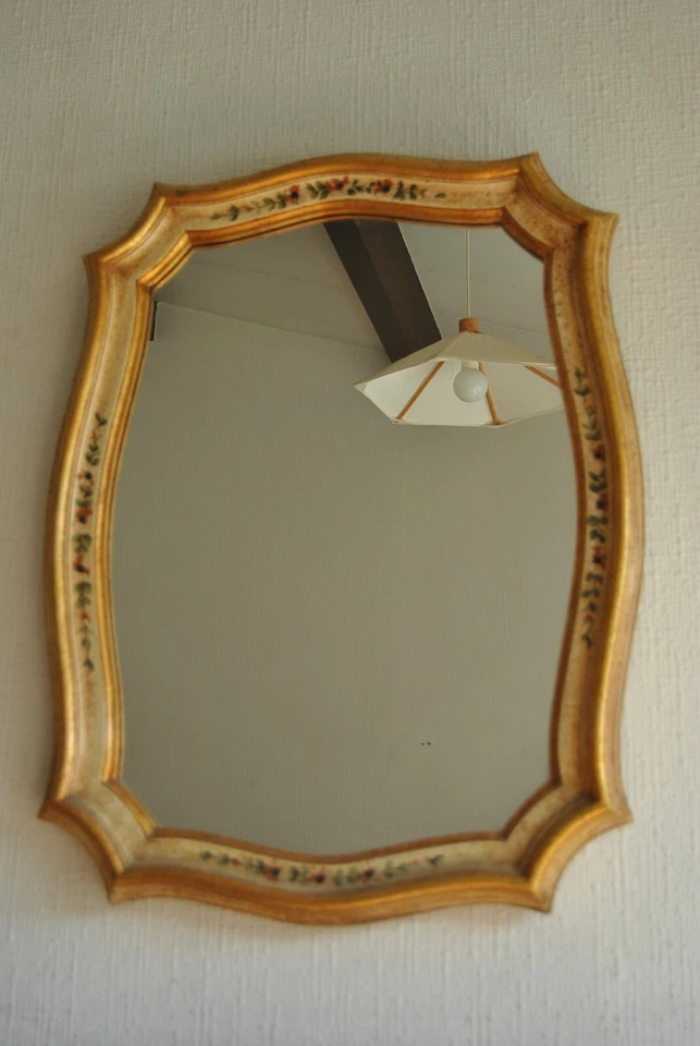 Grand miroir décoratif cadre bois décor dorure fleur - Photo 3/4