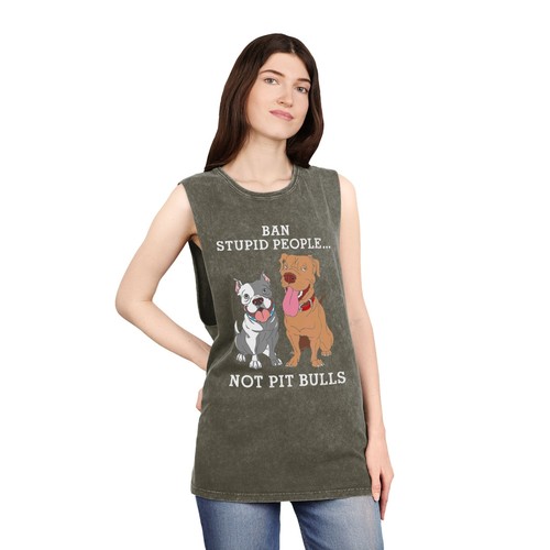 Ban Stupid People lustiges Pitbull Haustierliebhaber Dogdad Dogmom Geschenk Tanktop - Bild 9 von 21