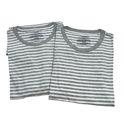 Amazon Essentials Men's Gray Striped Reg-Fit Short Sleeve Crewneck T-Shirts 2XL
