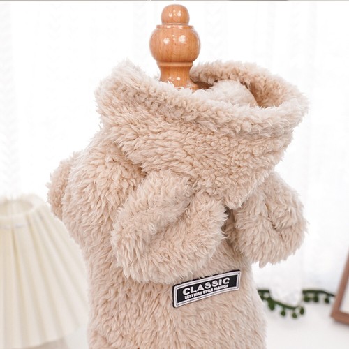 Flannel Dog Hoodies Winter Pet Dog Clothes Jacket Cute Beat Ear Dog Sweater - Picture 13 of 27