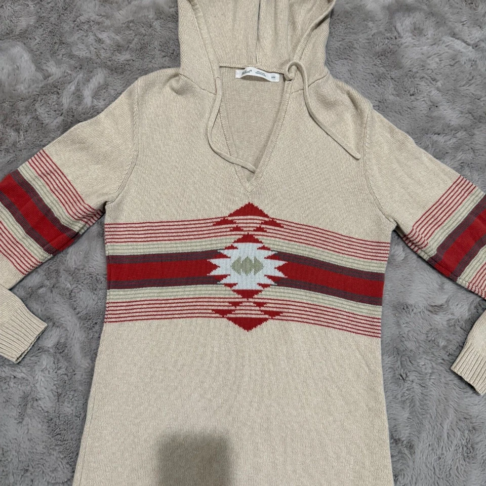Vestido suéter con capucha Woolrich para mujer estampado azteca del suroeste invierno talla M Foto 2 de 4