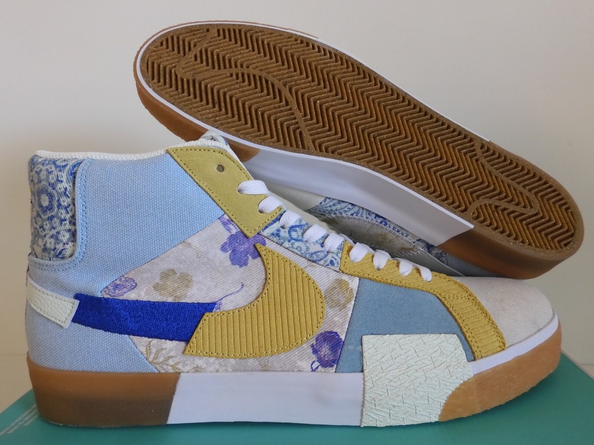 Nike Sb Zoom Blazer Mid Premium Floral Boarder Blue Sz 14 [DM0859