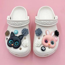 Black  Pink Cat Shoes Charm Set
