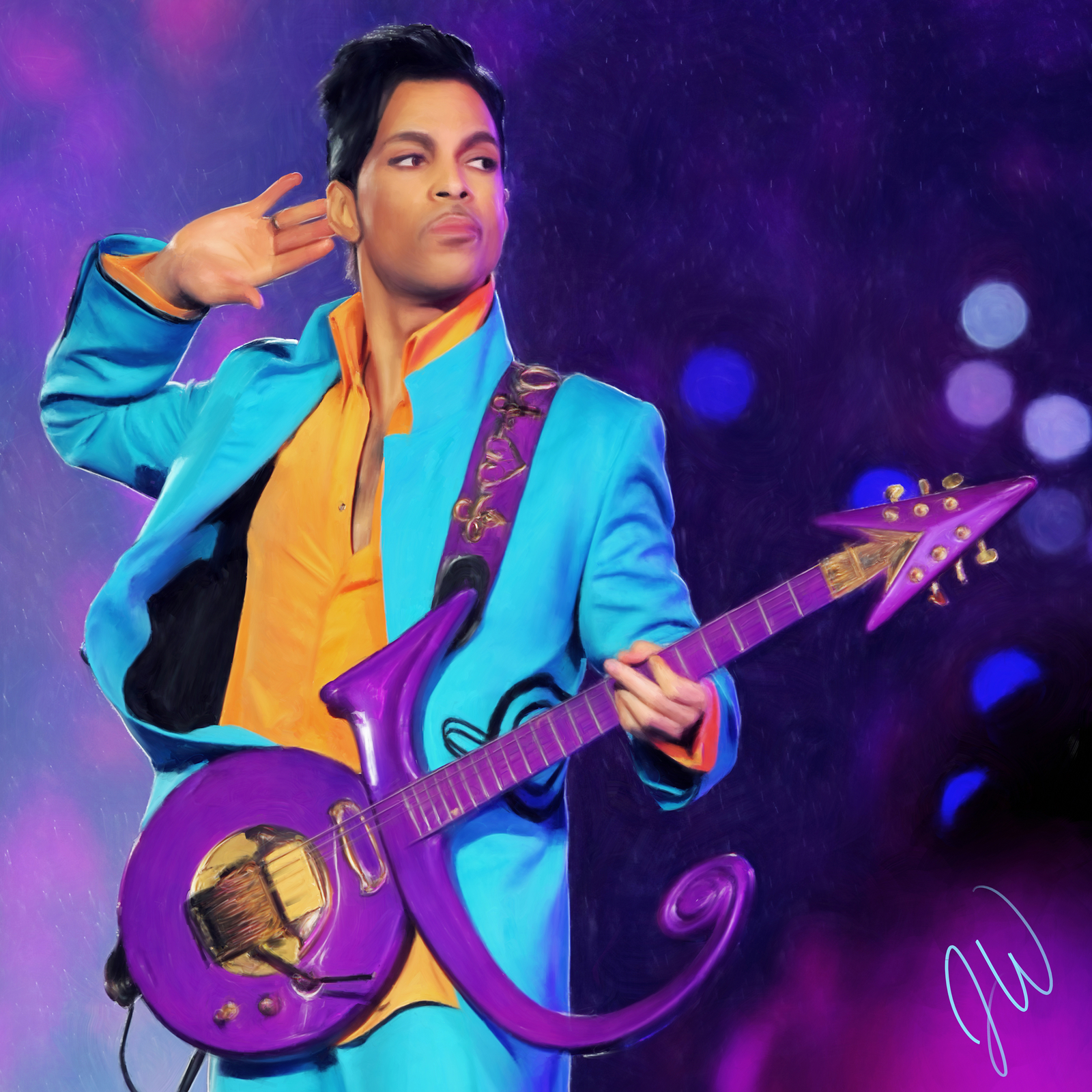 Prince  Playing A Purple Guitar 8x10 Picture Celebrity Print