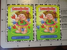 GARBAGE PAIL KIDS lawn darts jarts dot STICKER CARD SET at play BLACK 92a 92b A
