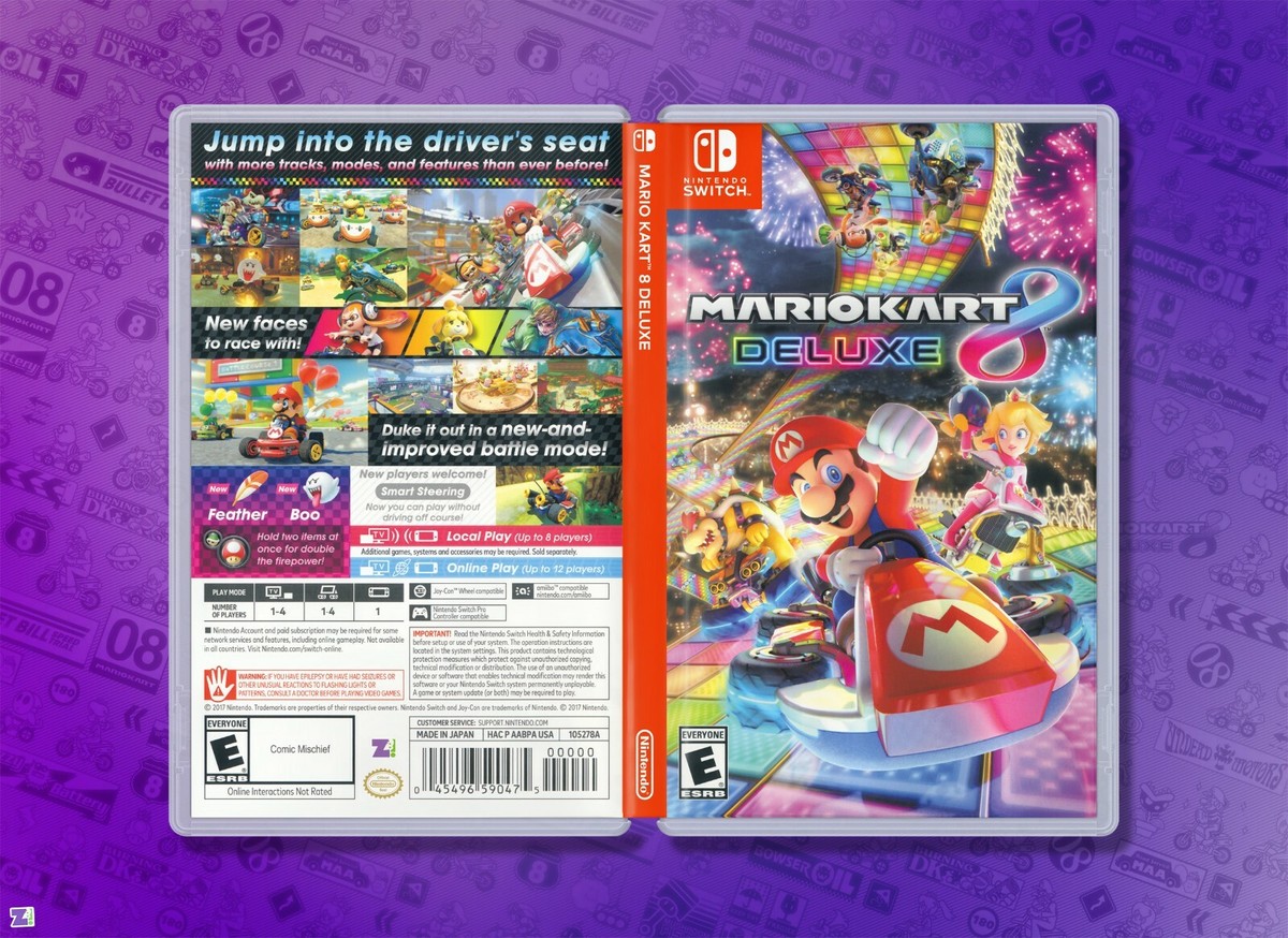 Mario Kart 8 Deluxe Cover Art: Replacement Insert & Case for
