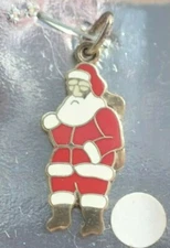 Vintage JMF Sterling Vermeil Enamel Santa Claus Bag XMAS Toys Bracelet Charm