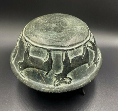 Ancient Achaemenid Empire Culture Engraved Decorated Schist Stone Bowl Vessel
