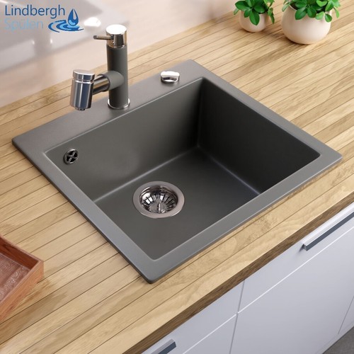 LINDBERGH® Granit Spüle inkl. Siphon Einbauspüle Küchenspüle Spüle KÜCHE Becken - Picture 5 of 28