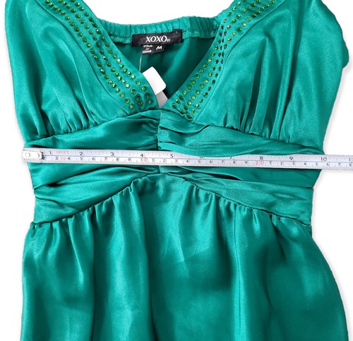 New XOXO Junior's Girl's Size M Green Jeweled Spaghetti Strap Top i Am Me (A5) - Picture 5 of 9