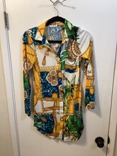 Women "Timing"multicolor, long sleeve short shirt dress. Size Sm. P.O.