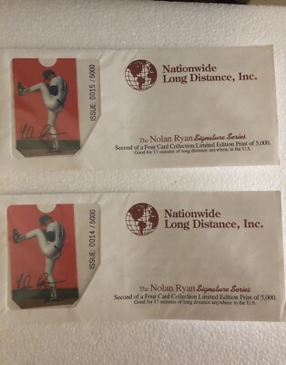Nolan Ryan phone Card (pair) signature series pre paid calling card