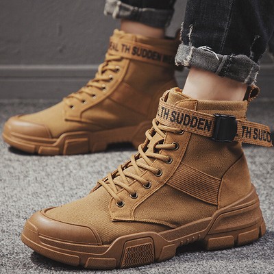 Men Canvas Shoes High Top Resistant 