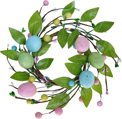 4 Pcs Easter Egg Candle Rings Wreaths Spring Artificial Foliage Berry and Egg Wr - Picture 9 of 9