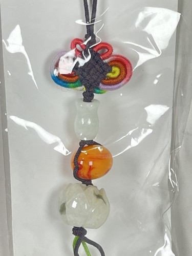 Hand Carved Natural Jade Chinese Lotus Flower Pendant CellPhone/Car Charm Strap - Picture 2 of 3