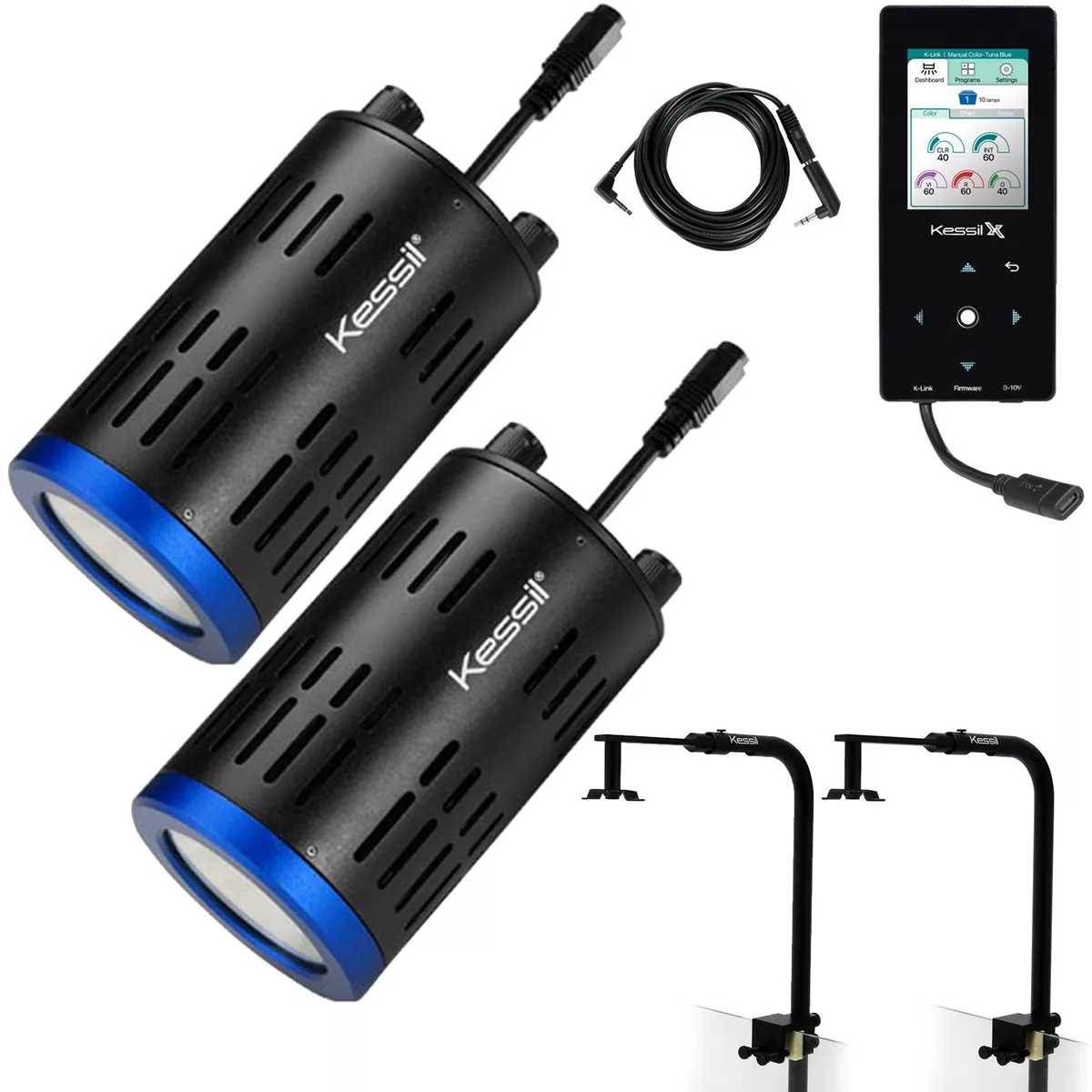 2x Kessil A160WE Tuna Blue & 2x Mounting Arm & Link Cable & Spectral Controller