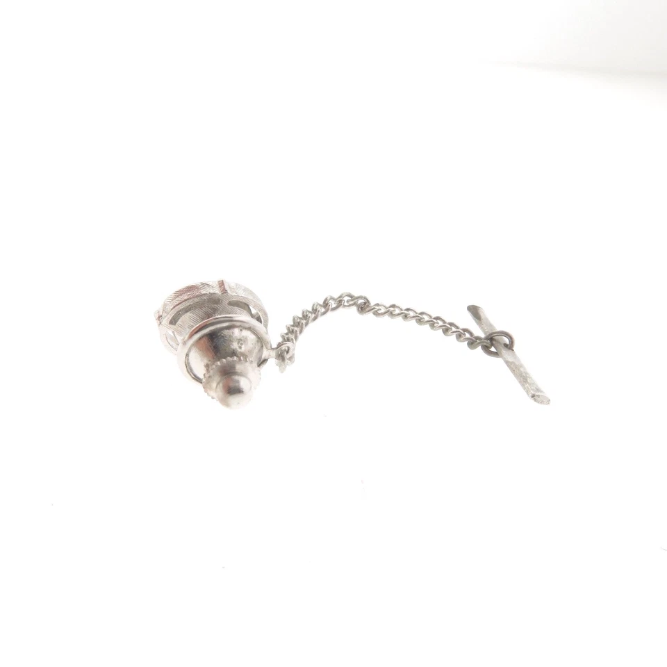 Pin de corbata de piedras preciosas de sodalita azul plata sin firmar Dante Foto 3 de 3