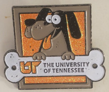 University Of Tennessee Enamel Pin With A Humorous Drawing of Smokey and A Bone