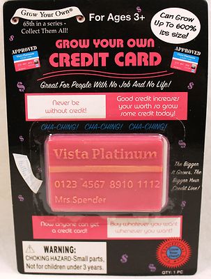 Grow your own...Credit Card - Just add water and watch it grow - New 