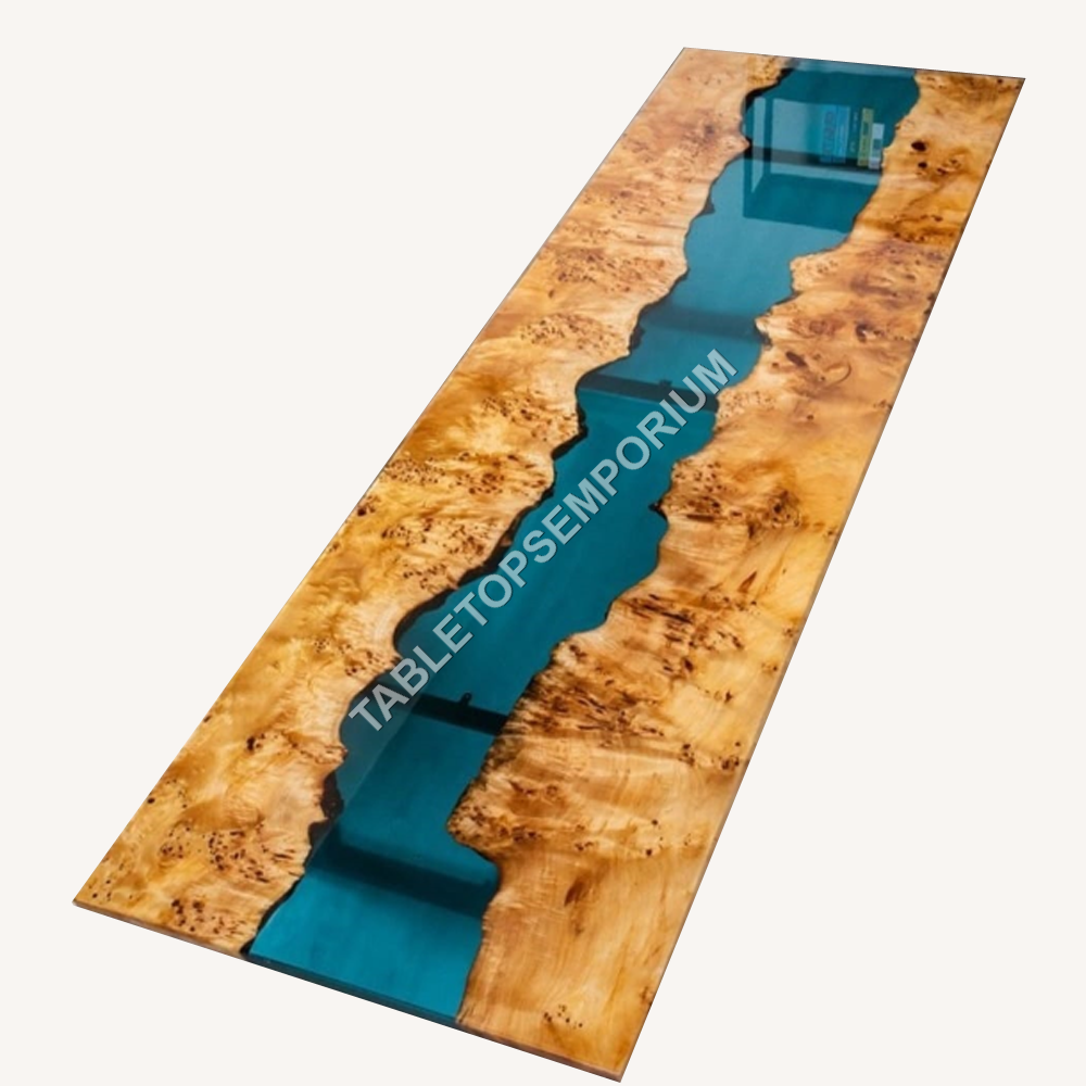 Handmade Clear Epoxy Resin Wood Dining Table for Hallway Decor-image