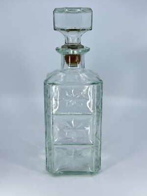 1980 Walkers Delux Bourbon Whiskey Square Star Glass Liquor Bottle Topper Decant