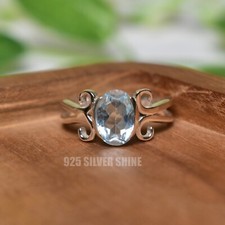 BLUE TOPAZ NATURAL GEMSTONE 925 STERLING SILVER HANDMADE JEWELRY RING 3 TO 12