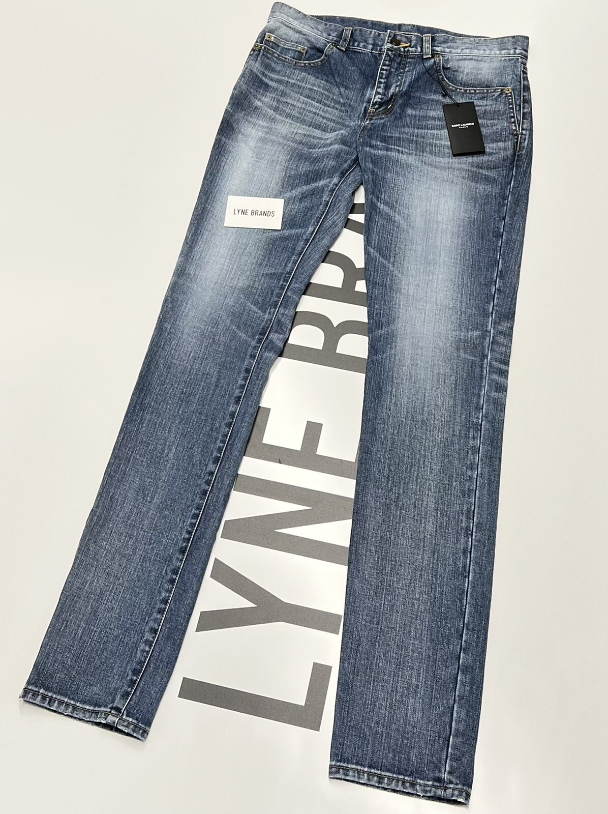 Jeans ""Universite"" denim blu chiaro Saint Laurent skinny taglia W31 prezzo disponibile £475