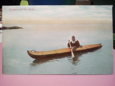Alaska Eskimo and his kyak kayak canoe Native American DB 