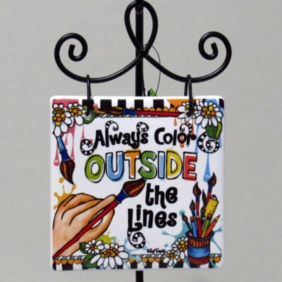 Suzy Toronto 4045338 COLOR OUTSIDE THE LINES Stoneware Wall Plaque, ENESCO