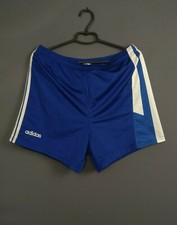 Adidas Vintage Shorts Blue White Polyester Mens Size L ig93