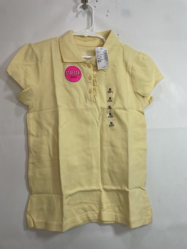 Children's Place Girls Size M 7/8 Yellow School Uniform Polo Short Sleeve Shirt - Picture 3 of 20