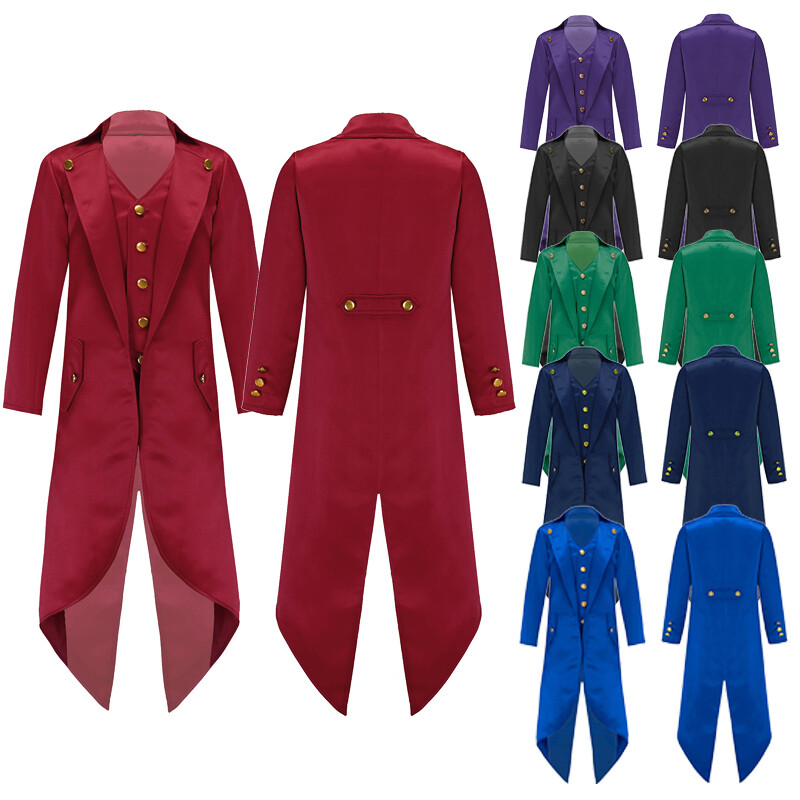 Unisex Kids Tailcoat Halloween Jacket Boys Overcoat Retro Fake Two