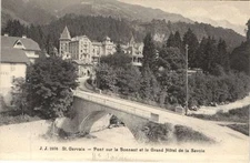 Old postcard St-GERVAIS - Pont sur le Bonnant et le Grand-Hotel de la Savoie (173631)