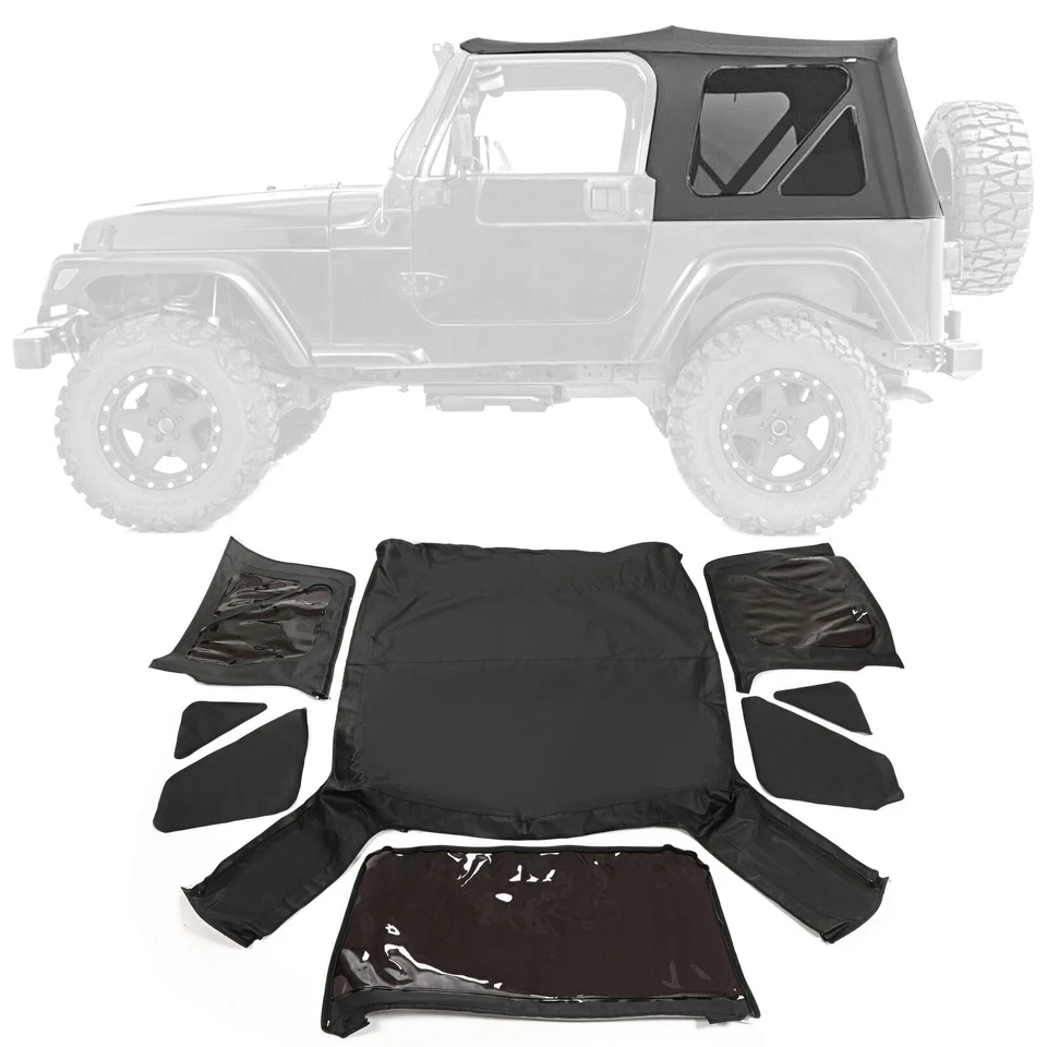 PARA Jeep Wrangler TJ 1997-2006 negro techo blando ventanas tintadas repuesto 4 piezas Foto 2 de 4