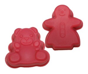 6 Silicone Molds - 3 Teddy Bear & 3 Gingerbread Girl 4"-5" Bake Candy Soap Craft