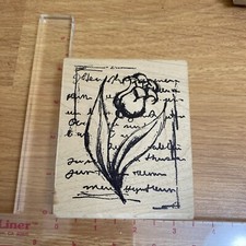 Rose Flower Wood Mounted Rubber Stamp
