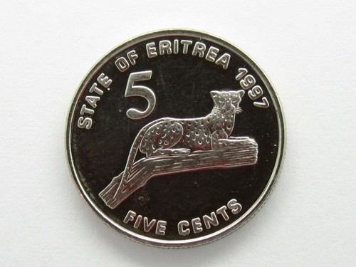 Eritrea 5 Cents coin 1997 LEOPARD animal coin uncirculated wild cat ebayship