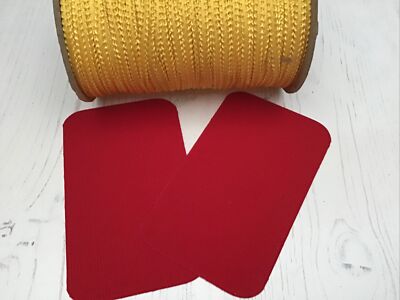 5 x Packungen Bügelbild/Aufnähen Kordel Patch x 2. Rot. 7,5 x 12,5 cm. Vorgeschrumpft.