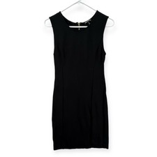Juicy Couture Pencil Dress Womens 2 Black Ponte Gold Zipper Back Fitted Tank