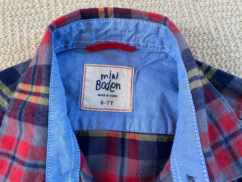 Camisa con botones a cuadros Mini Boden para niños talla 6-7 rosa/azul/amarillo Foto 2 de 4